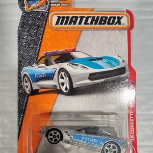 Matchbox  Polizei Corvette Toy Car - Blue and Silver